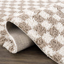 Kieu Taupe Checkered Shag Rug