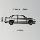 BMW E30 M3 Metal Car Wall Art with Rotating Wheels - Classic M Power Silhouette Decor - Interactive Automotive Wall Art - KAFMEKA100
