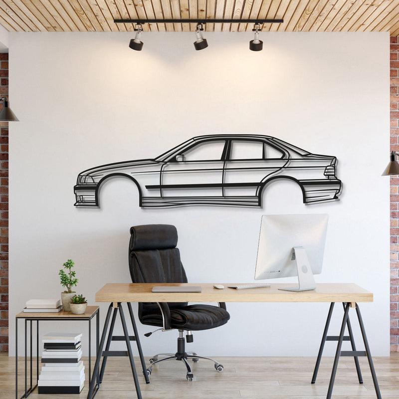 E36 M3 SEDAN NO SPOILER Metal Car Wall Art - MT0948