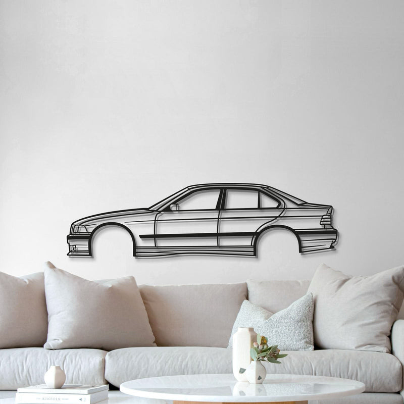 E36 M3 SEDAN NO SPOILER Metal Car Wall Art - MT0948