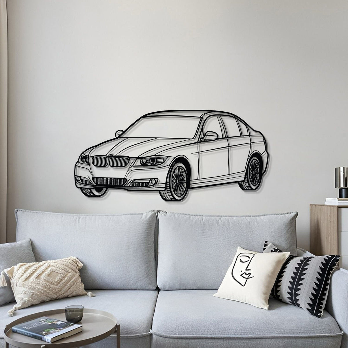 E90 Perspective Metal Car Wall Art - MT0429, dimensions drawing