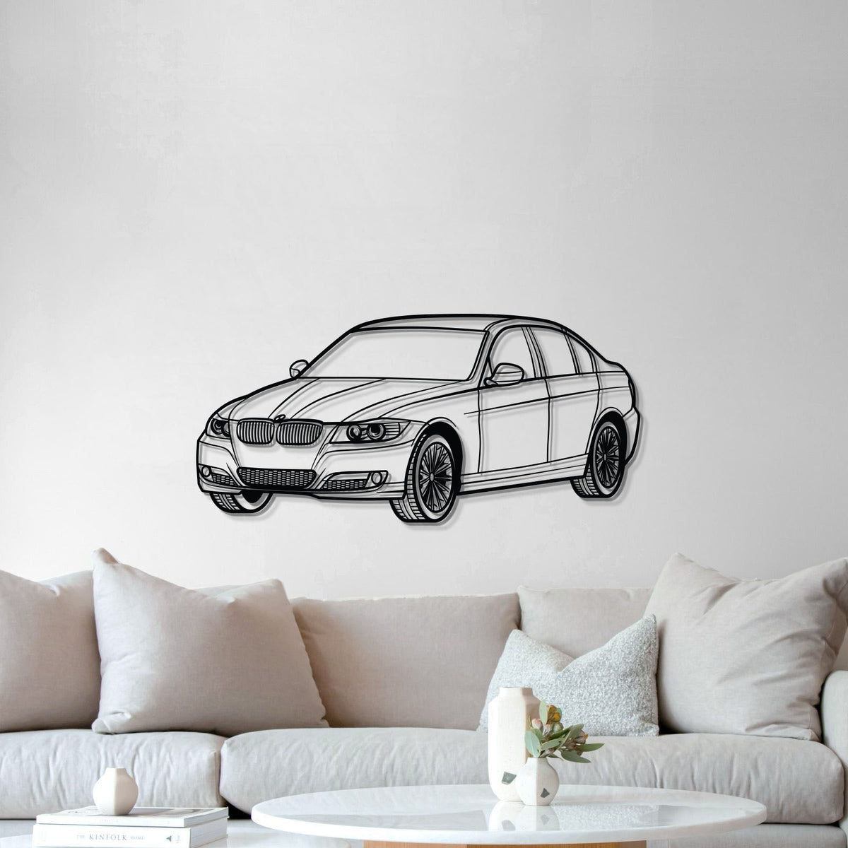 E90 Perspective Metal Car Wall Art - MT0429, dimensions drawing