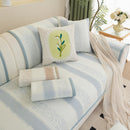 Striped Non-Slip Cooling Couch Cover, Summer Couch Pads for Seat Back Armrest