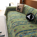 Southwestern Boho Woven Tribal Sofa Cover Blanket, Rustic Farmhouse Couch Throw Cover