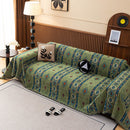 Southwestern Boho Woven Tribal Sofa Cover Blanket, Rustic Farmhouse Couch Throw Cover