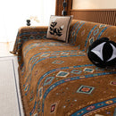 Southwestern Boho Woven Tribal Sofa Cover Blanket, Rustic Farmhouse Couch Throw Cover