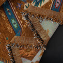 Southwestern Boho Woven Tribal Sofa Cover Blanket, Rustic Farmhouse Couch Throw Cover