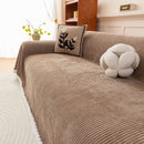 Textured Striped Cozy Couch Cover Throw Blanket with Pom Pom Trim for Sectional Sofa