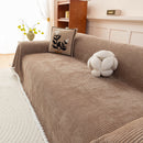 Textured Striped Cozy Couch Cover Throw Blanket with Pom Pom Trim for Sectional Sofa