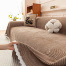 Textured Striped Cozy Couch Cover Throw Blanket with Pom Pom Trim for Sectional Sofa