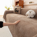 Textured Striped Cozy Couch Cover Throw Blanket with Pom Pom Trim for Sectional Sofa
