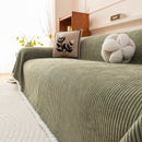 Textured Striped Cozy Couch Cover Throw Blanket with Pom Pom Trim for Sectional Sofa