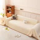 Textured Striped Cozy Couch Cover Throw Blanket with Pom Pom Trim for Sectional Sofa