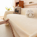Textured Striped Cozy Couch Cover Throw Blanket with Pom Pom Trim for Sectional Sofa
