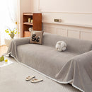 Textured Striped Cozy Couch Cover Throw Blanket with Pom Pom Trim for Sectional Sofa
