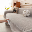 Textured Striped Cozy Couch Cover Throw Blanket with Pom Pom Trim for Sectional Sofa