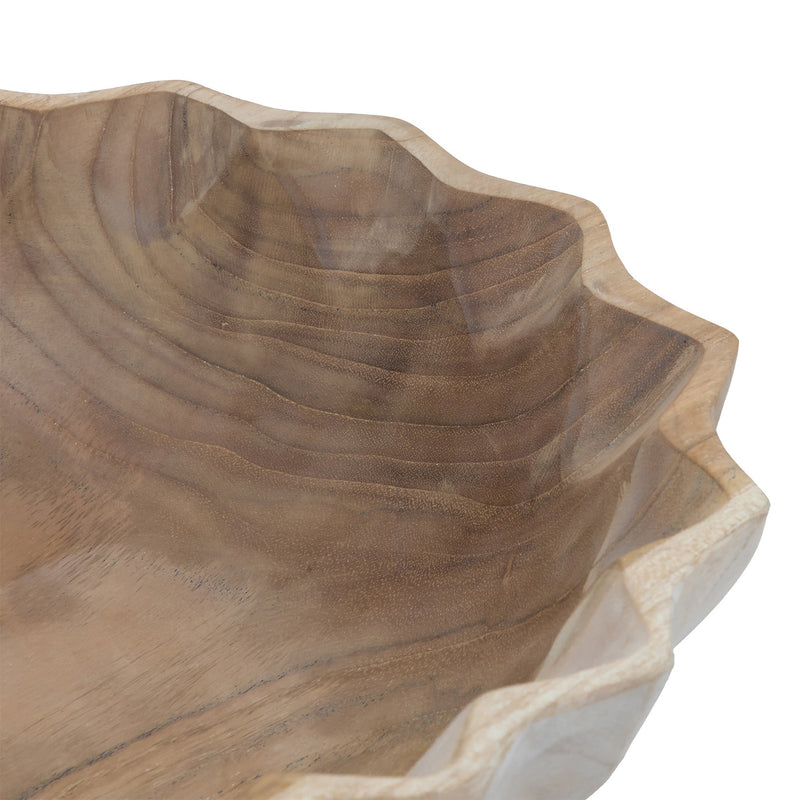 Natural Teak Fruit Bowl - 11", detail