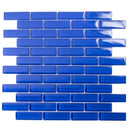 Cobalt Blue 12x12 Glossy Brick Glass Mosaic Tile (5 pack, 4.92 sq ft/case) - Sample