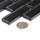 Black 12x12 Glossy Brick Glass Mosaic Tile (5 pack, 4.92 sq ft/case)