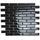 Black 12x12 Glossy Brick Glass Mosaic Tile (5 pack, 4.92 sq ft/case)