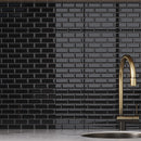Black 12x12 Glossy Brick Glass Mosaic Tile (5 pack, 4.92 sq ft/case)