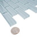 Gray 12x12 Glossy Brick Glass Mosaic Tile (5 pack, 4.92 sq ft/case) - Sample