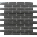 Ash Gray 12x12 Glossy Brick Glass Mosaic Tile (5 pack, 4.92 sq ft/case) - Sample