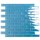 Cerulean Blue 12x12 Glossy Brick Glass Mosaic Tile (5 pack, 4.92 sq ft/case) - Sample