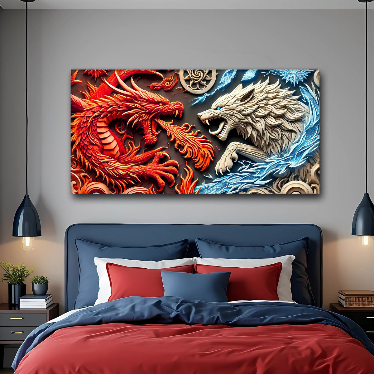 3D Dragon and Wolf Wall Art V, photo 2 of 10