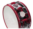 GRIFFIN Snare Drum Birch Wood Shell 14 X 6.5 Inch - Oversize 2.5" Large Vents & Custom Graphic Wrap (Limited Edition) - Red Hardware, 8 Tuning Lugs