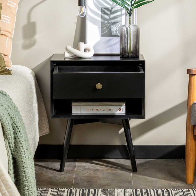 Mid-Century Solid Wood Nightstand Collection (1 or 2 Drawer)