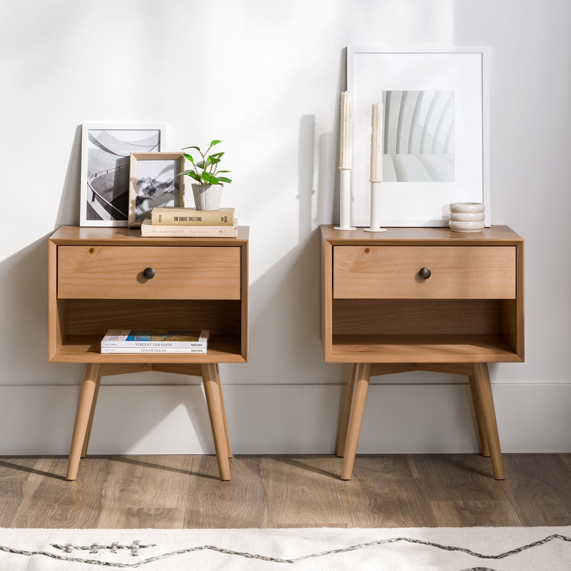 Mid-Century Solid Wood Nightstand Collection (1 or 2 Drawer)