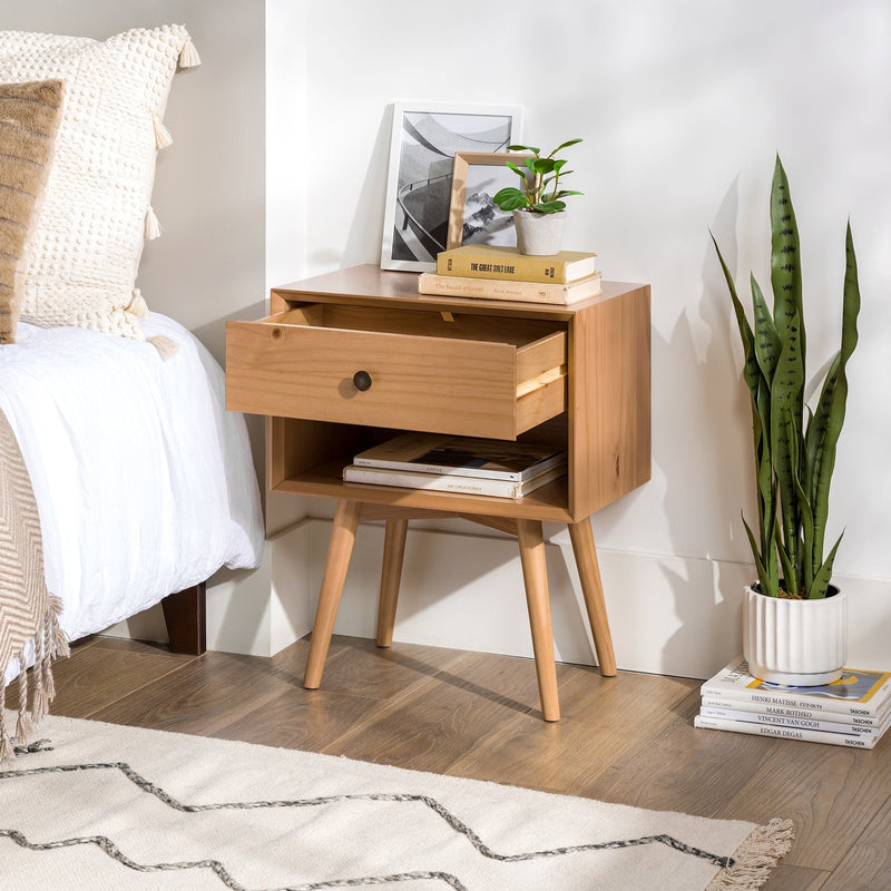 Mid-Century Solid Wood Nightstand Collection (1 or 2 Drawer)