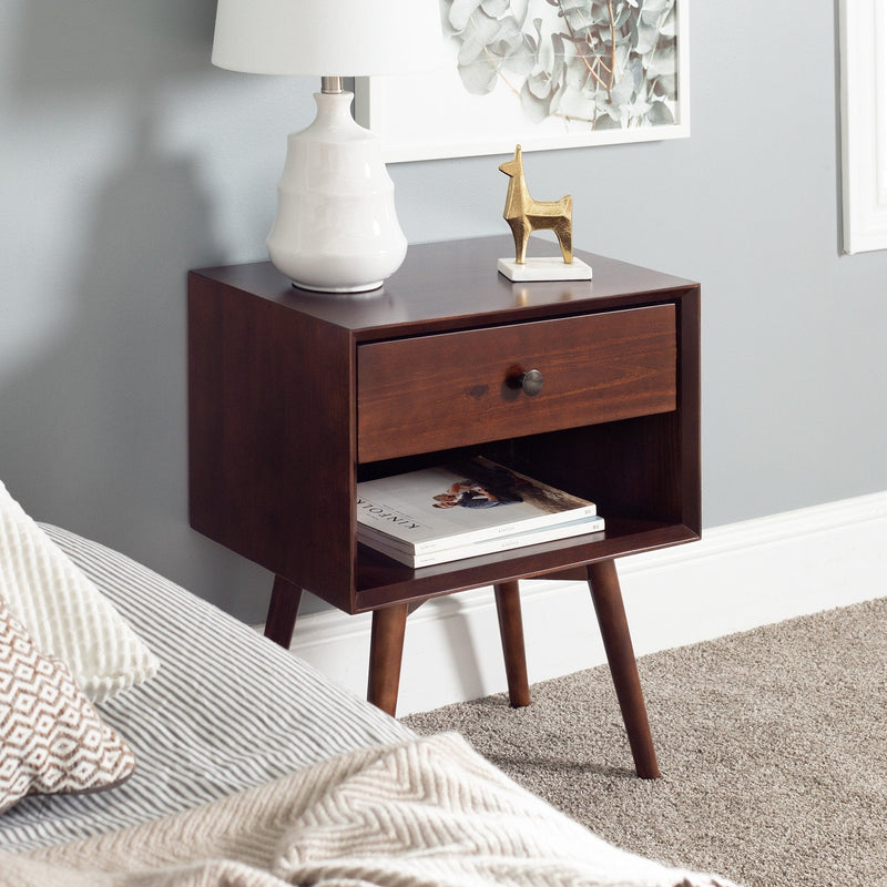 Mid-Century Solid Wood Nightstand Collection (1 or 2 Drawer)