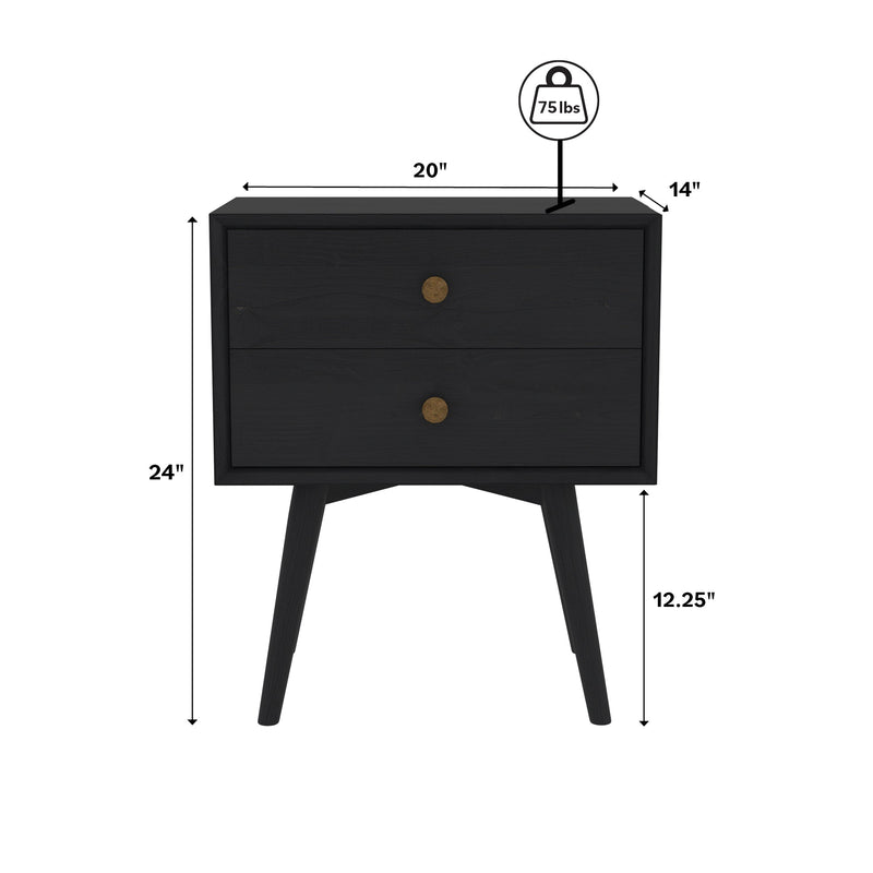 Mid-Century Solid Wood Nightstand Collection (1 or 2 Drawer)