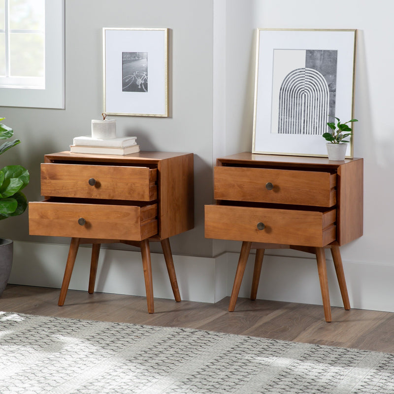 Mid-Century Solid Wood Nightstand Collection (1 or 2 Drawer)