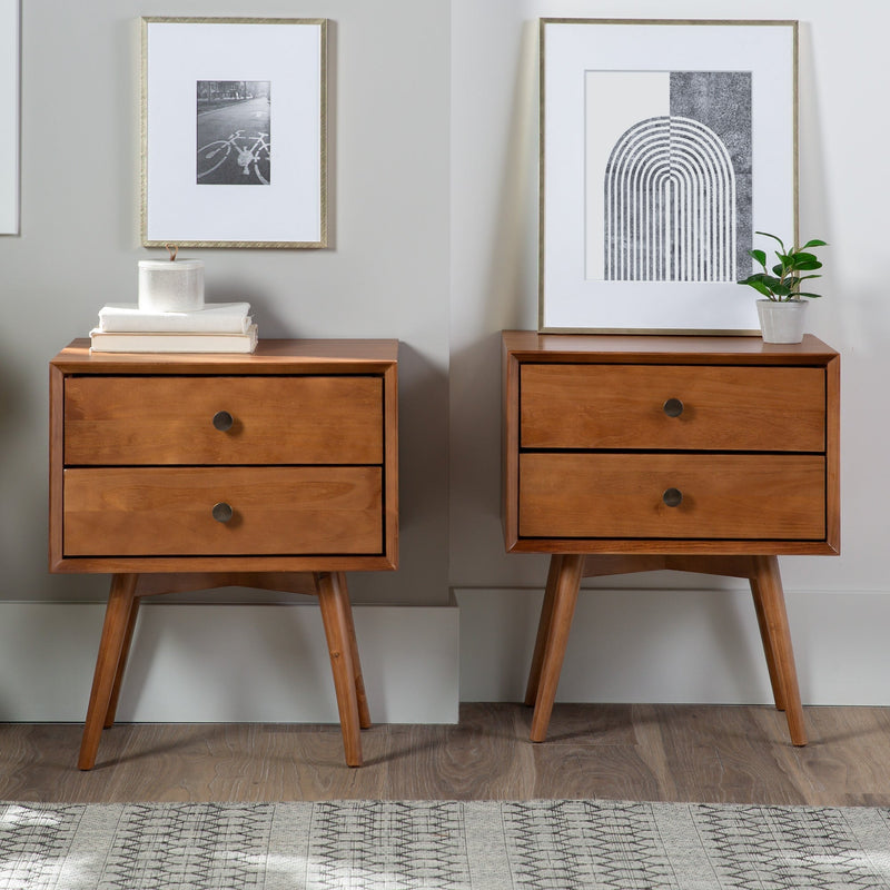 Mid-Century Solid Wood Nightstand Collection (1 or 2 Drawer)