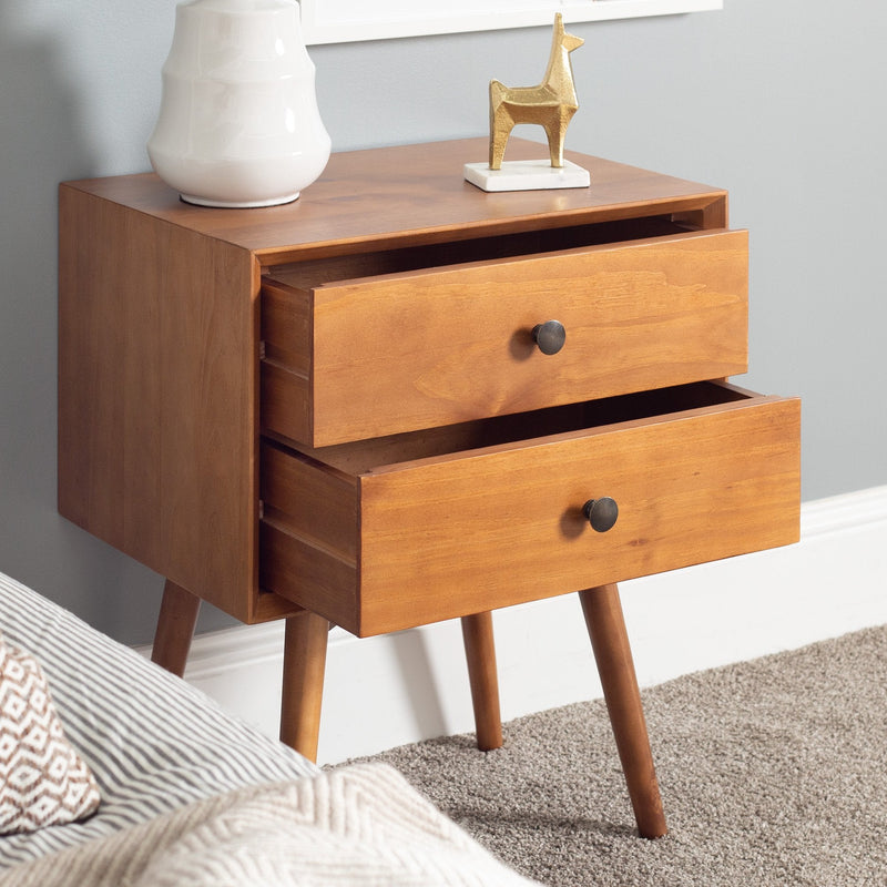 Mid-Century Solid Wood Nightstand Collection (1 or 2 Drawer)