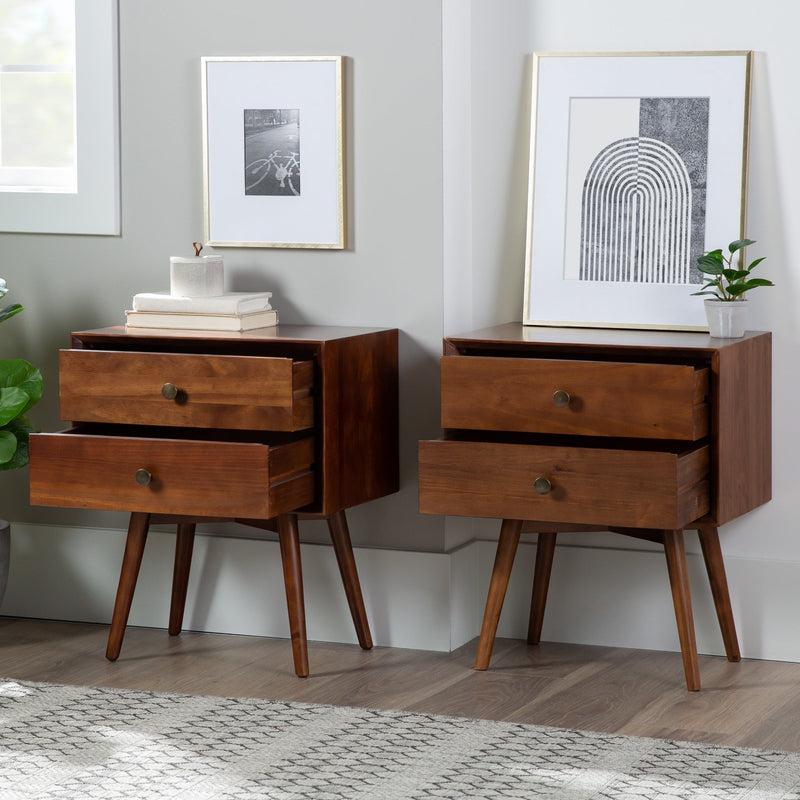 Mid-Century Solid Wood Nightstand Collection (1 or 2 Drawer)