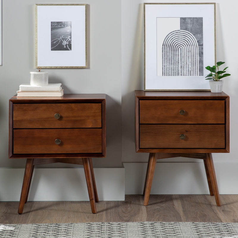 Mid-Century Solid Wood Nightstand Collection (1 or 2 Drawer)