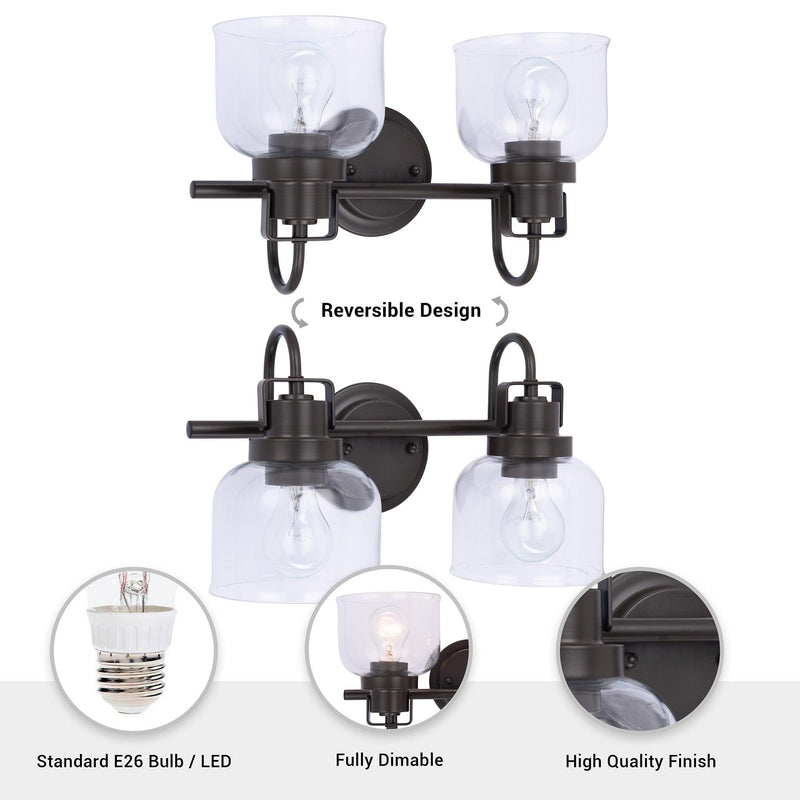 Brighton 2-Light Dark Bronze Dimmable Bathroom Vanity Light