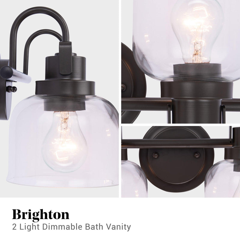 Brighton 2-Light Dark Bronze Dimmable Bathroom Vanity Light