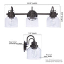 Brighton 3-Light Dark Bronze Dimmable Bathroom Vanity Light