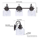 Brighton 3-Light Dark Bronze Dimmable Bathroom Vanity Light