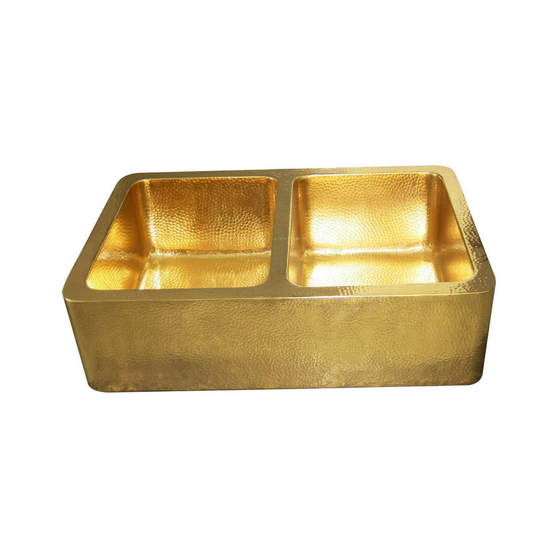 Double Bowl Hammered Brass kitchen Sink-Jett