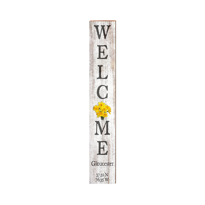 Welcome Daffodils Gloucester Sign | Wall Art Print on Real Wood