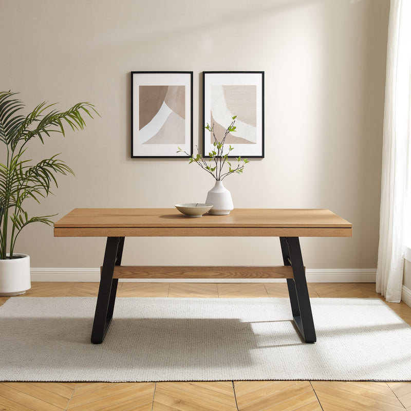 Brickell Modern Industrial Bridge-Leg Dining Table & Desk