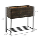 Brown Modern PE Rattan Wicker Raised Garden Bed Elevated Planter Box