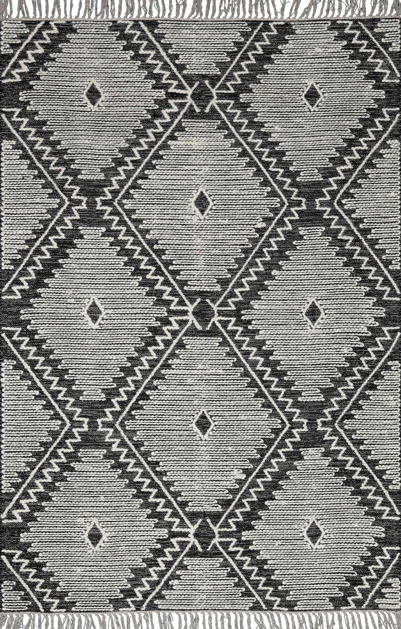 Brownhills Cream&Black Trellis Cotton Area Rug