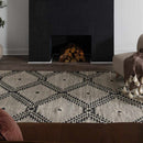 Brownhills Cream&Black Trellis Cotton Area Rug